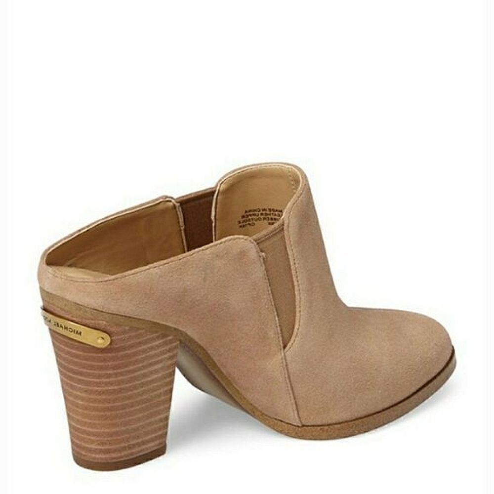 New! MICHAEL KORS Braden Pointed-Toe Suede Mules Slides Shooties Size 7 Cashew - Picture 2 of 12